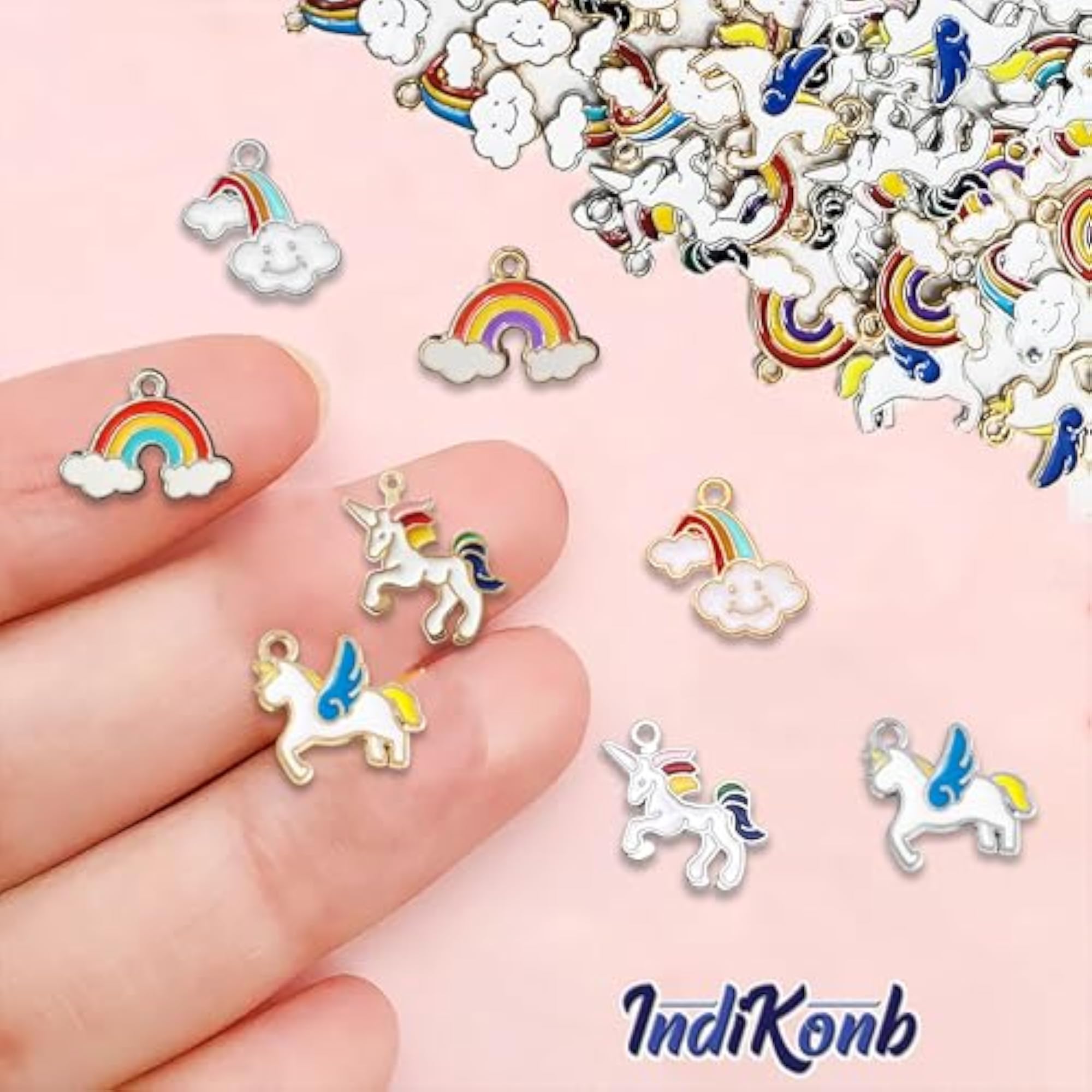 Unicorn & Rainbow Charms Set for Bracelet & Jewelry Making, 40 Pieces